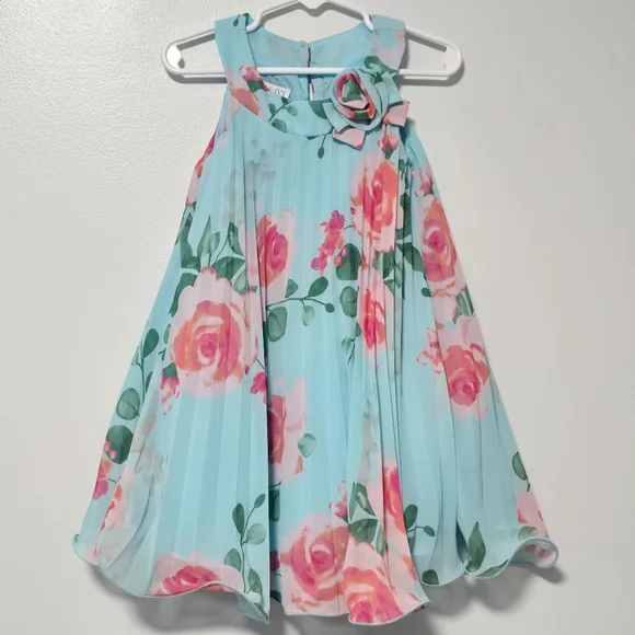 Iris & Ivy Toddler Girls 3T Pink Floral Pleated Trapeze Dress - Picture 8 of 11